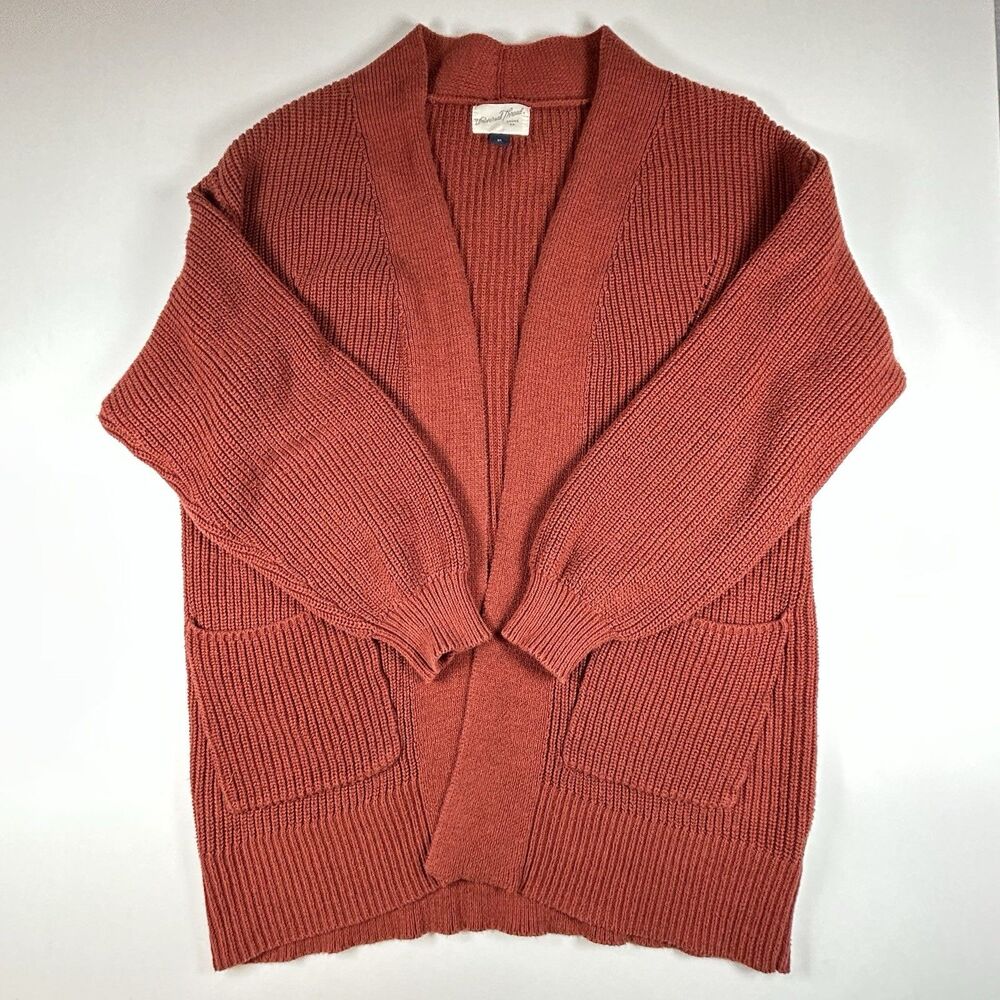 Universal Thread Open Front Cardigan Size XS Rust Terracotta Cotton Ribbed Knit